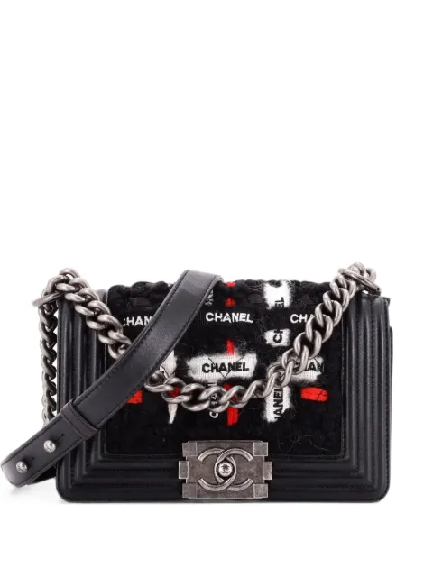 CHANEL Pre-Owned Boy Flap Bag Quilted Logo Ribbon and Tweed Small shoulder bag
