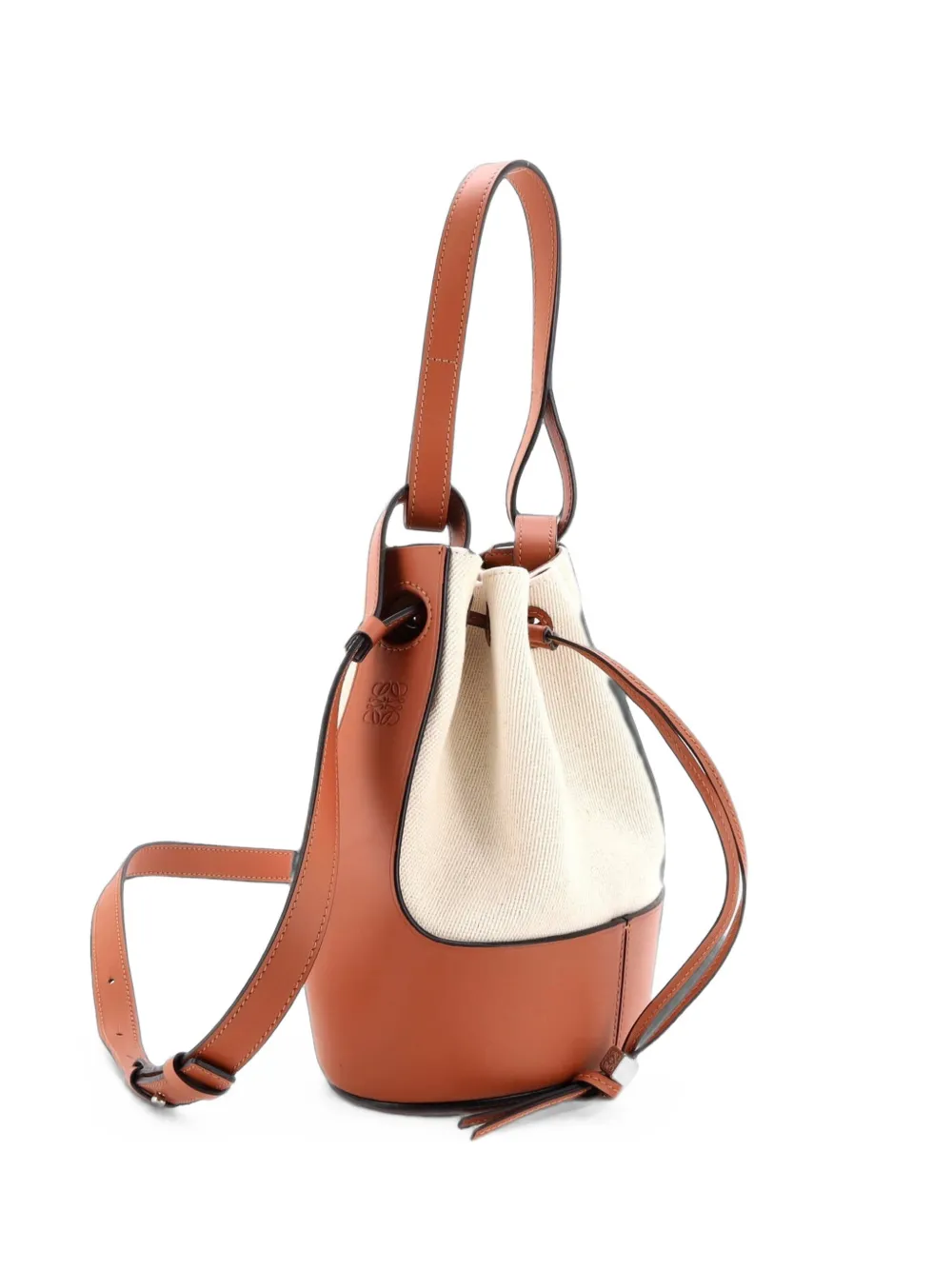 Loewe Pre-Owned Balloon Canvas and Leather Medium bucket bag - Braun