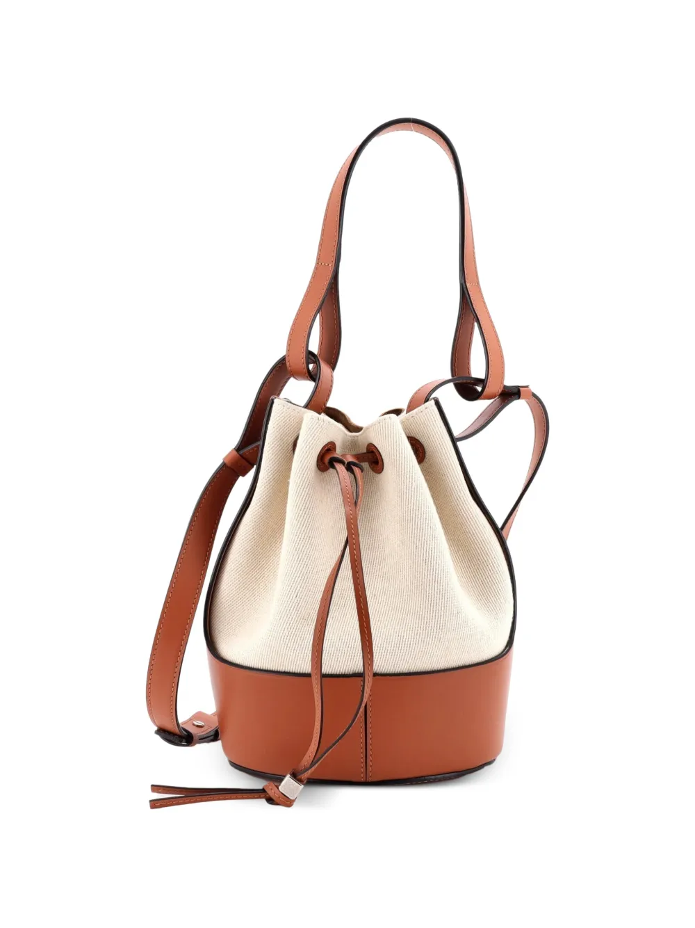 Loewe Pre-Owned Balloon Canvas and Leather Medium bucket bag - Marrone