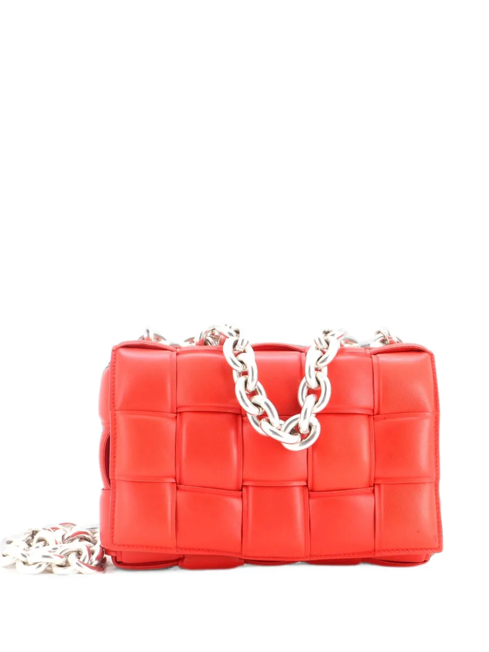 Bottega Veneta Pre-Owned Cassette Chain Padded Maxi Intrecciato Leather crossbody bag - Rosso