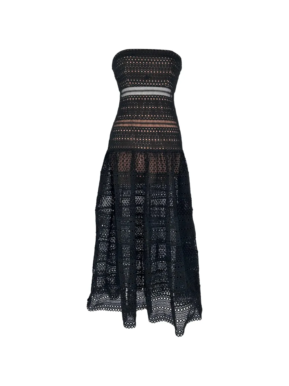 Self-Portrait guipure lace strapless dress - Nero