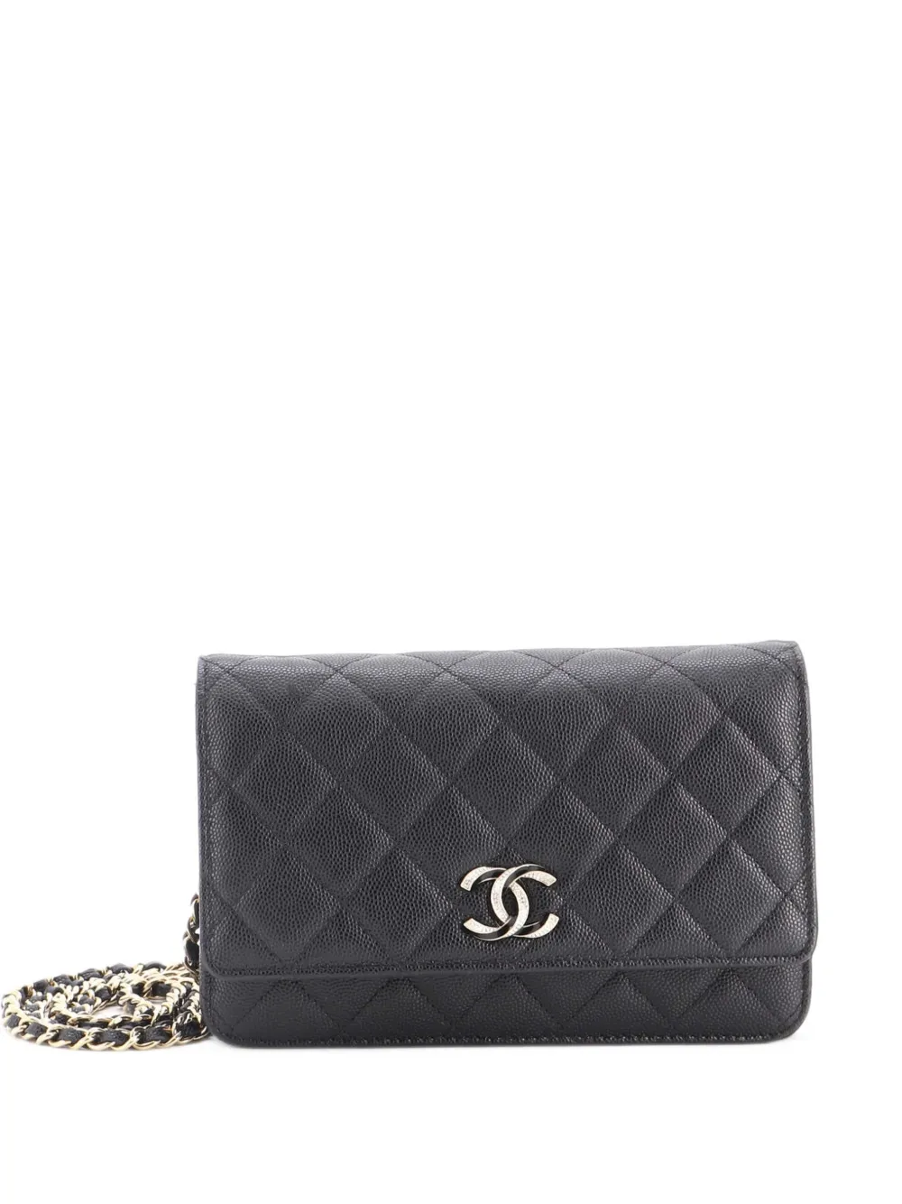 CHANEL Pre-Owned Crystal CC Wallet on Chain Quilted Caviar clutch bag - Schwarz