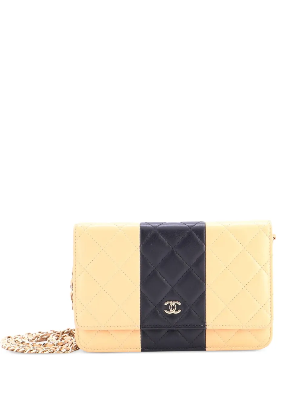 CHANEL Pre-Owned Bicolor Two Tone Wallet on Chain Quilted Lambskin crossbody bag - Toni neutri