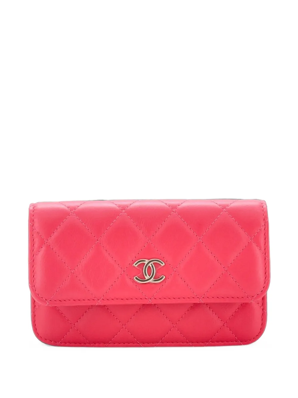 CHANEL Pre-Owned Pearl Strap CC Wallet on Chain Quilted Calfskin Mini crossbody bag - Rosa