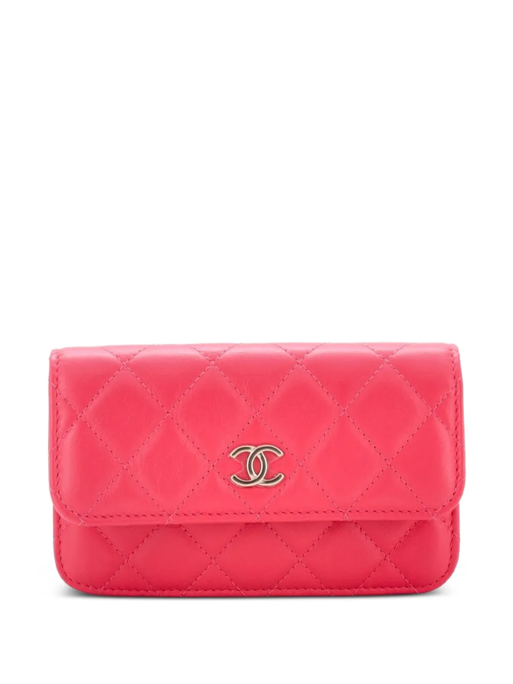 CHANEL Pre-Owned Pearl Strap CC Wallet on Chain Quilted Calfskin Mini crossbody bag - Rosa