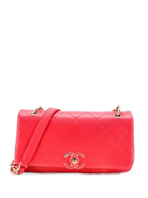 CHANEL Pre-Owned Twist Chain Enamel CC Flap Bag Quilted Lambskin Large shoulder bag