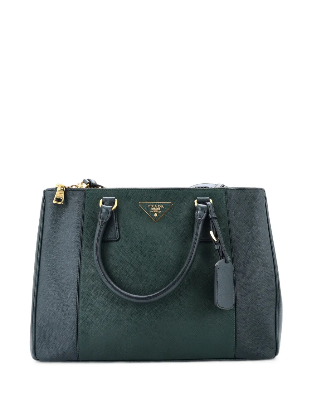 Prada Pre-Owned Bicolor Double Zip Lux Saffiano Leather Medium tote bag - Verde