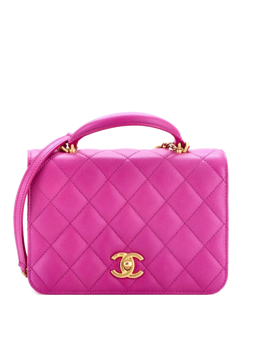 CHANEL Pre-Owned Borsa a spalla CC Full Flap piccola trapuntata con catena - Viola