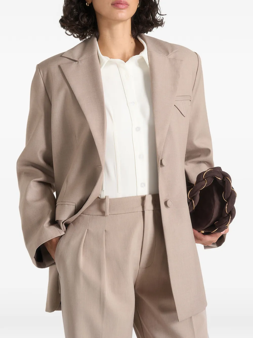 Manière De Voir Elena oversized blazer met open achterkant Beige
