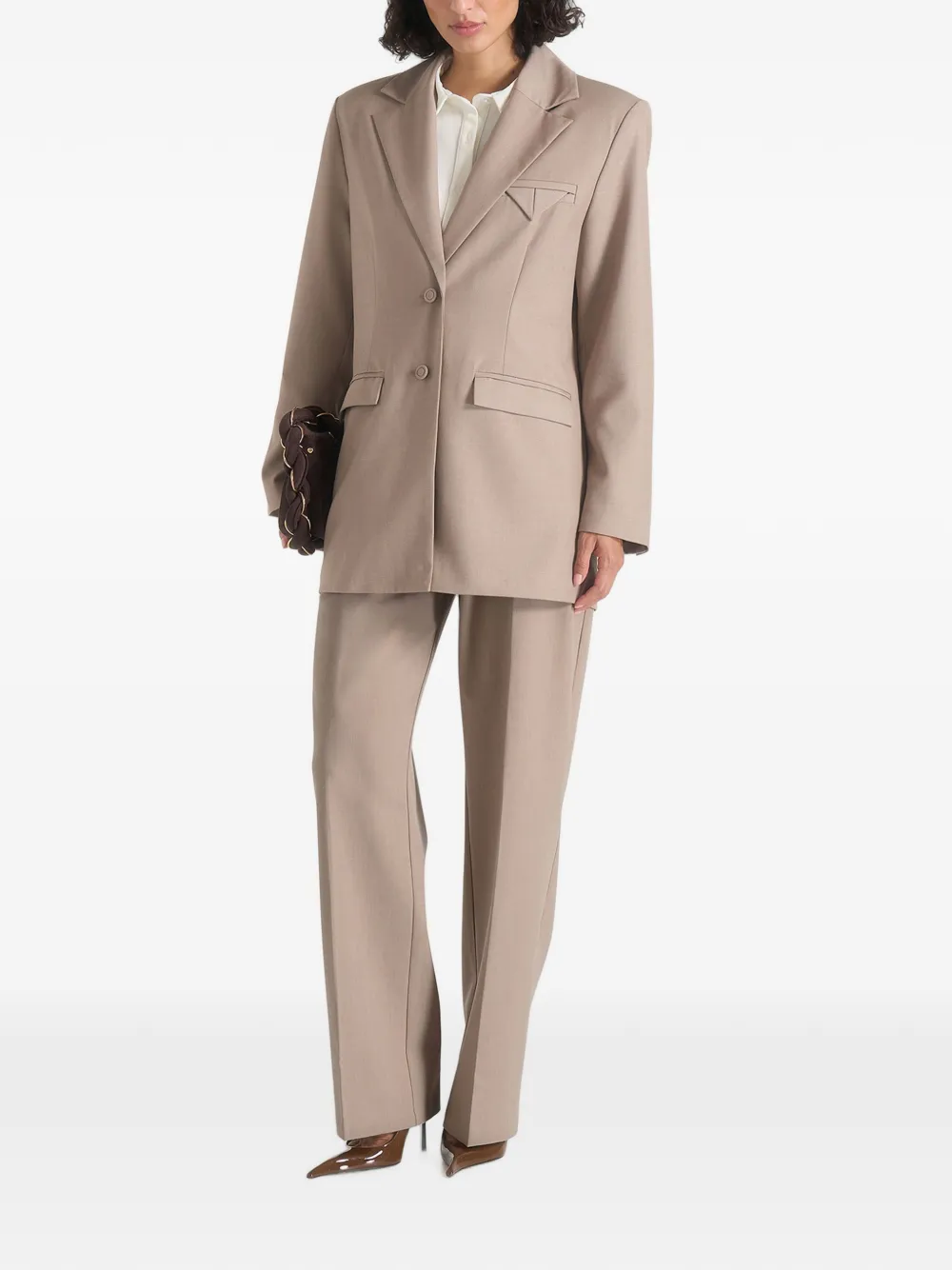 Manière De Voir Elena oversized blazer met open achterkant Beige