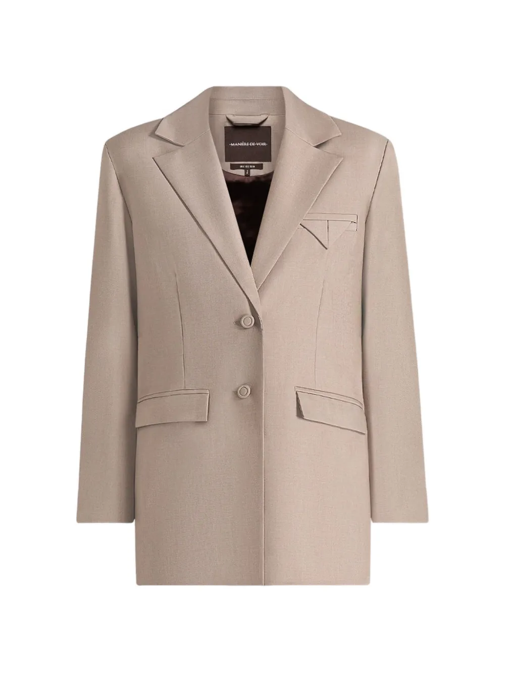 Manière De Voir Elena in taupe oversized open back tailored blazer