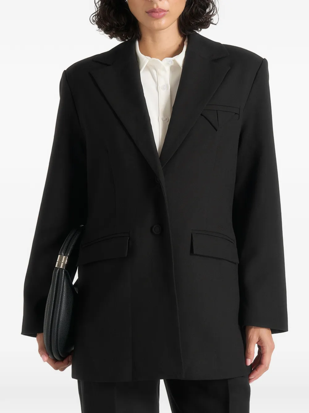 Manière De Voir Elena in black oversized open back tailored blazer - Nero