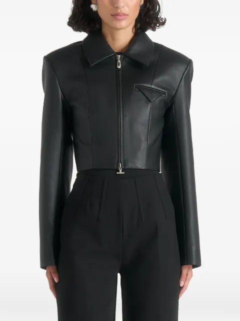 Manière De Voir Adina in black leather cropped jacket