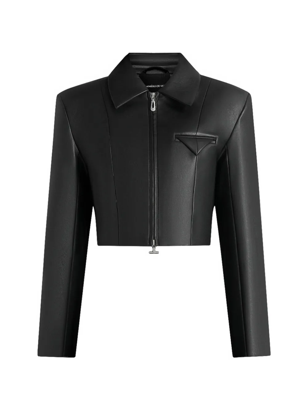 Manière De Voir Adina in black leather cropped jacket - Nero