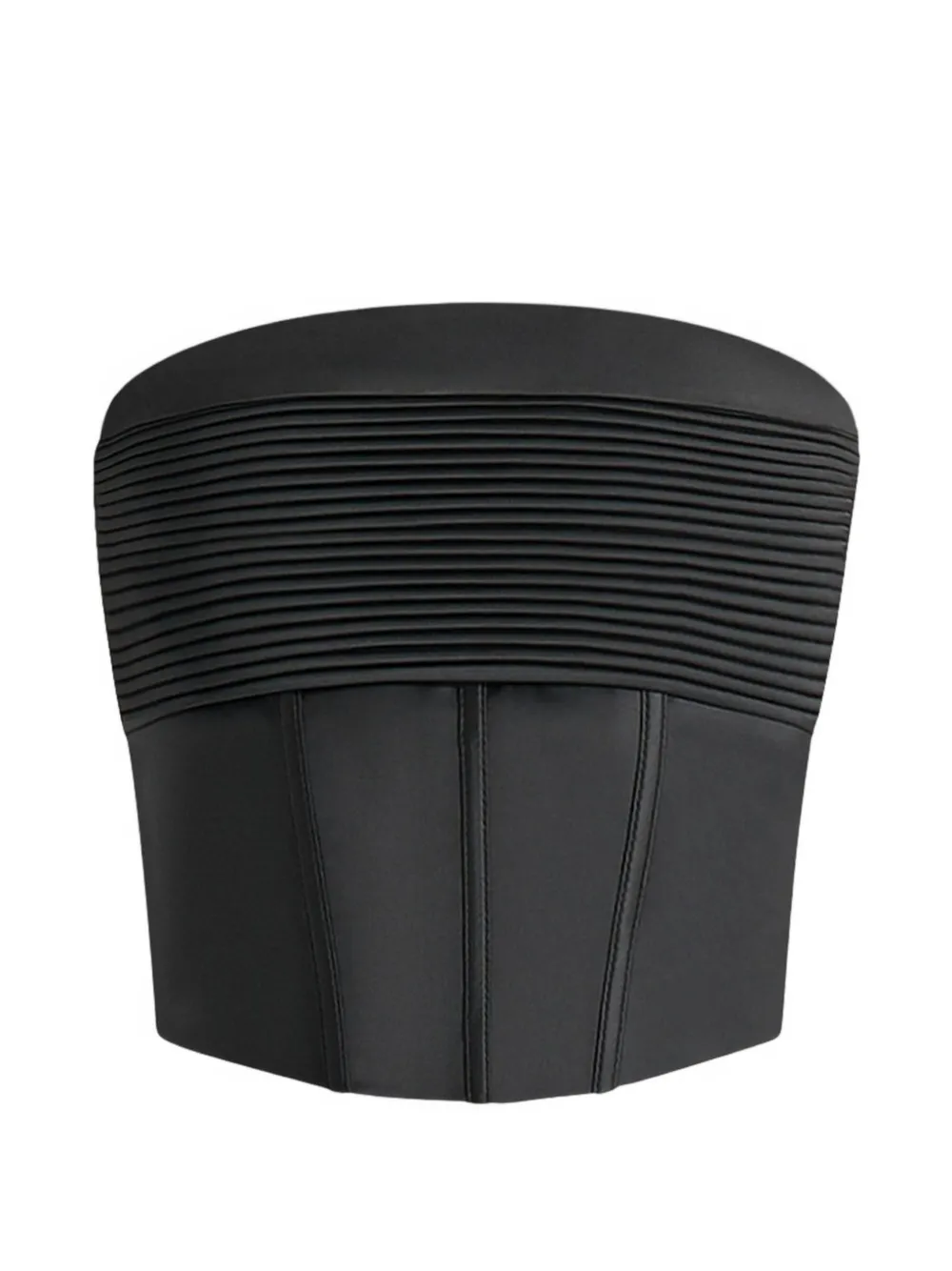 Manière De Voir Cora in black satin pintuck bandeau corset top - Nero