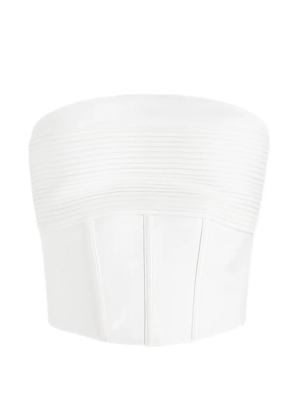 Manière De Voir Cora gebroken witte satijnen bandeau top met gesmockt detail