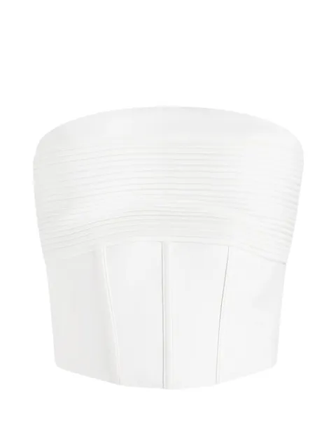 Manière De Voir Cora in off white satin pintuck bandeau corset top