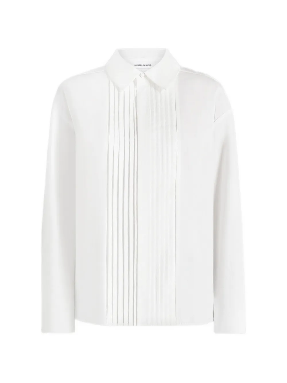 Manière De Voir Hope in white pleated tuxedo cotton shirt with cinch back - Bianco