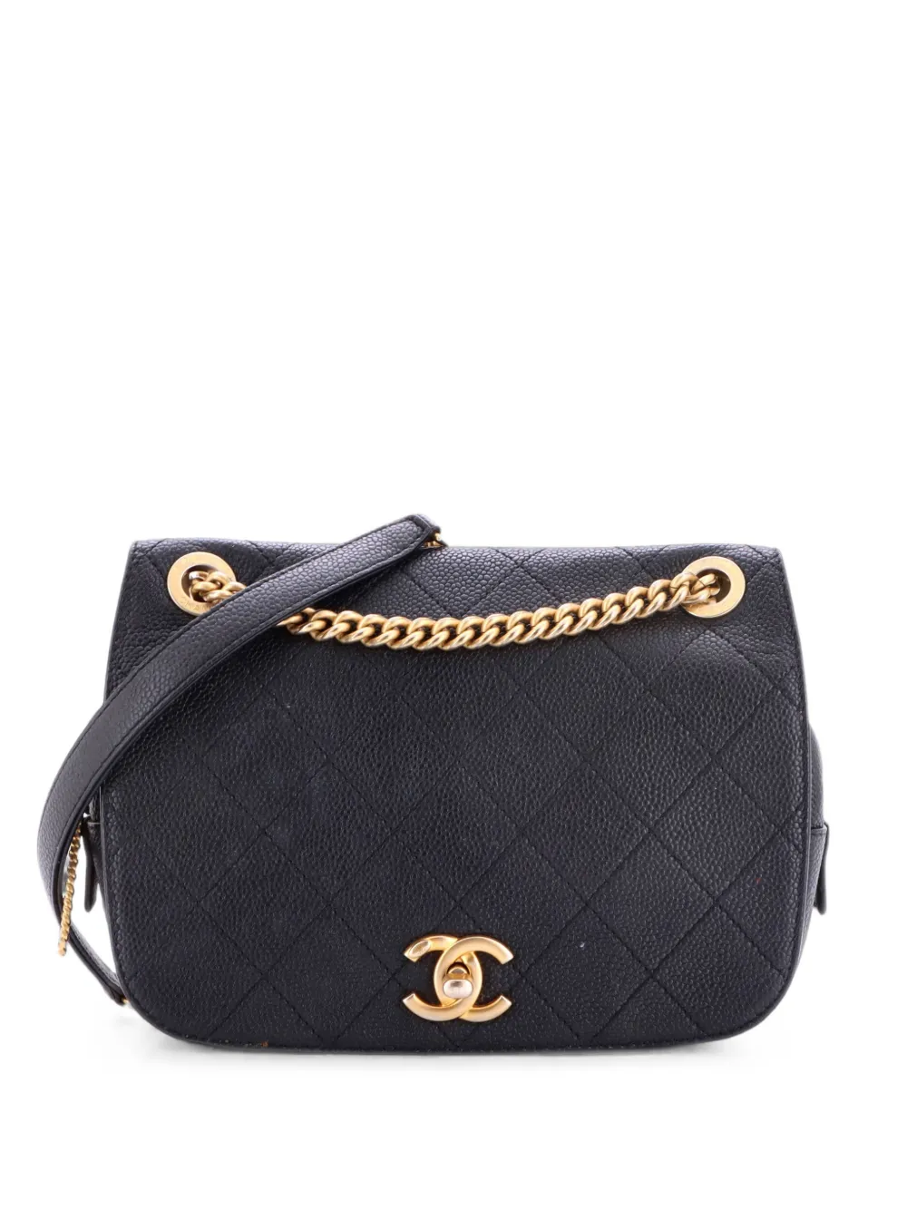 CHANEL Pre-Owned CC Zipped Full Flap Bag Stitched Caviar Medium shoulder bag - Schwarz