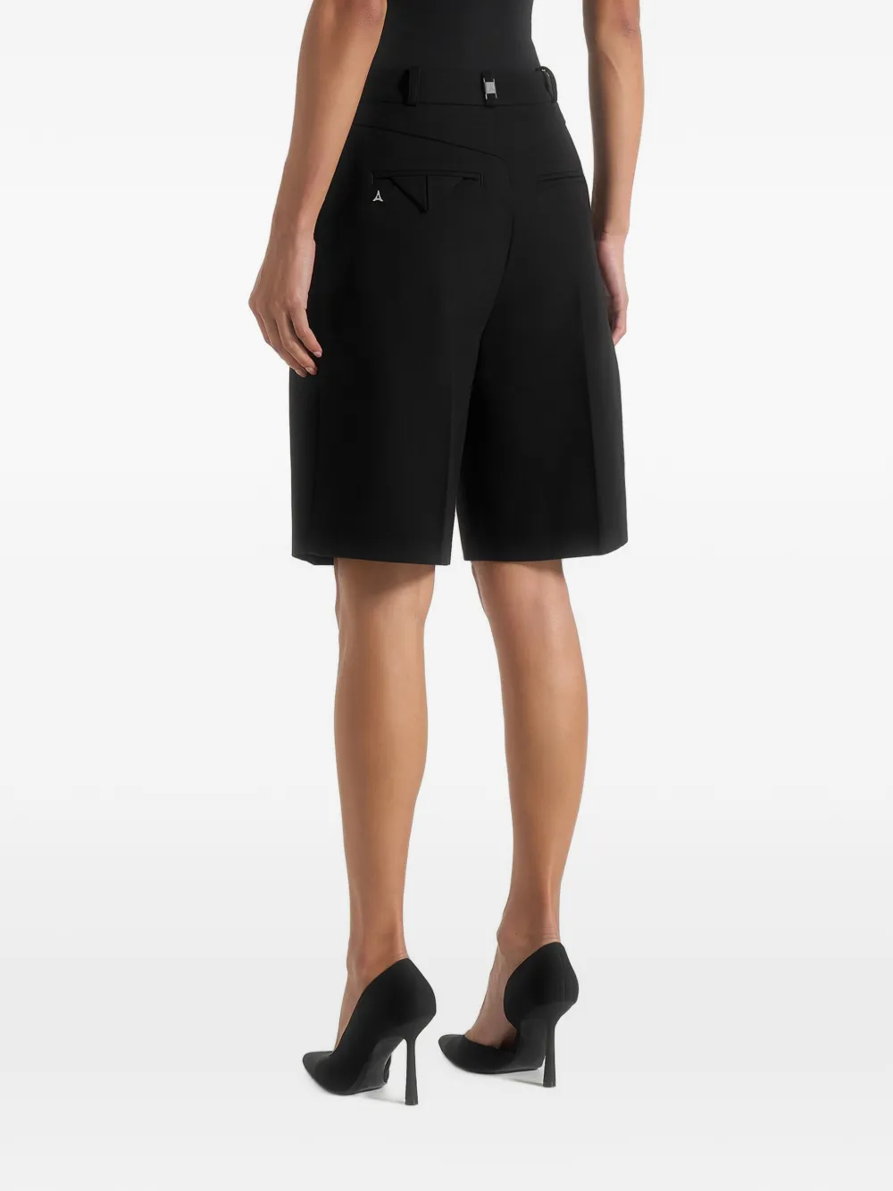 Manière De Voir Lorette geplooide shorts met krijtstreep Zwart