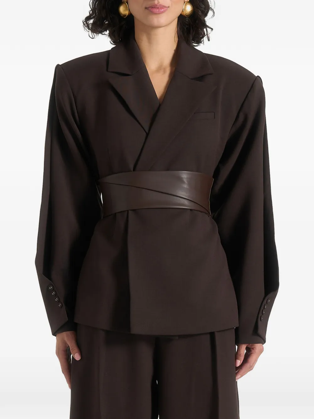 Manière De Voir Marie blazer met rits en ceintuur Bruin