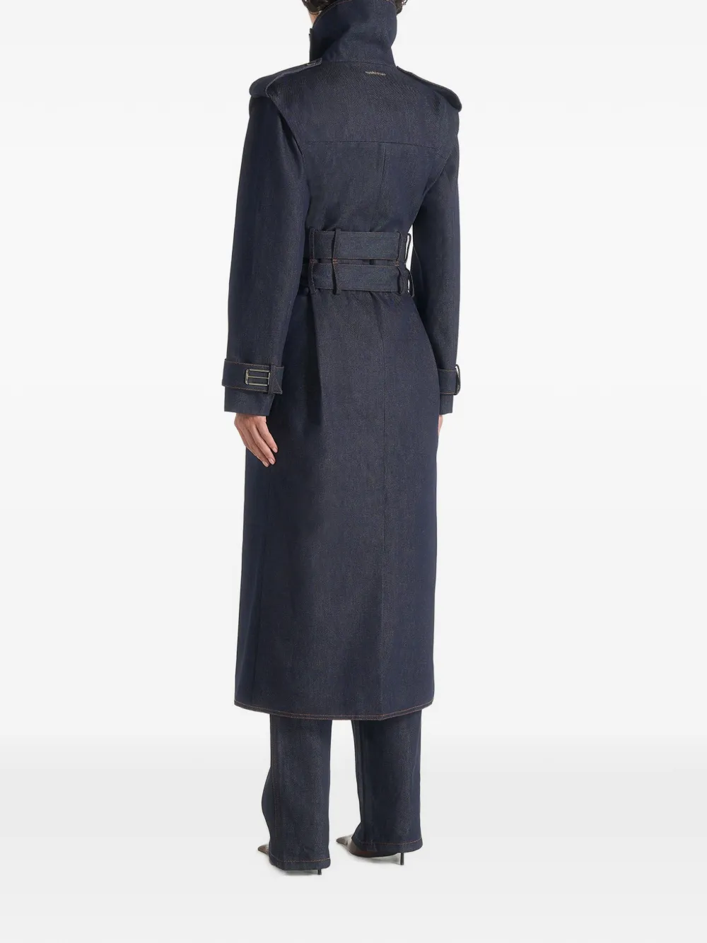 Manière De Voir Esther denim trenchcoat met dubbele riem Blauw