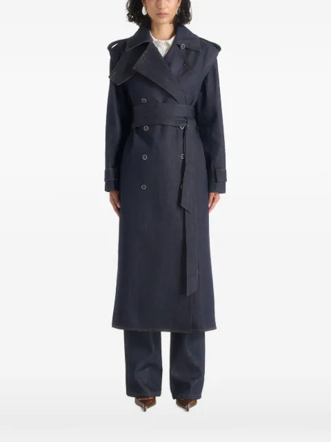 Manière De Voir Esther in indigo denim trench coat with double belt