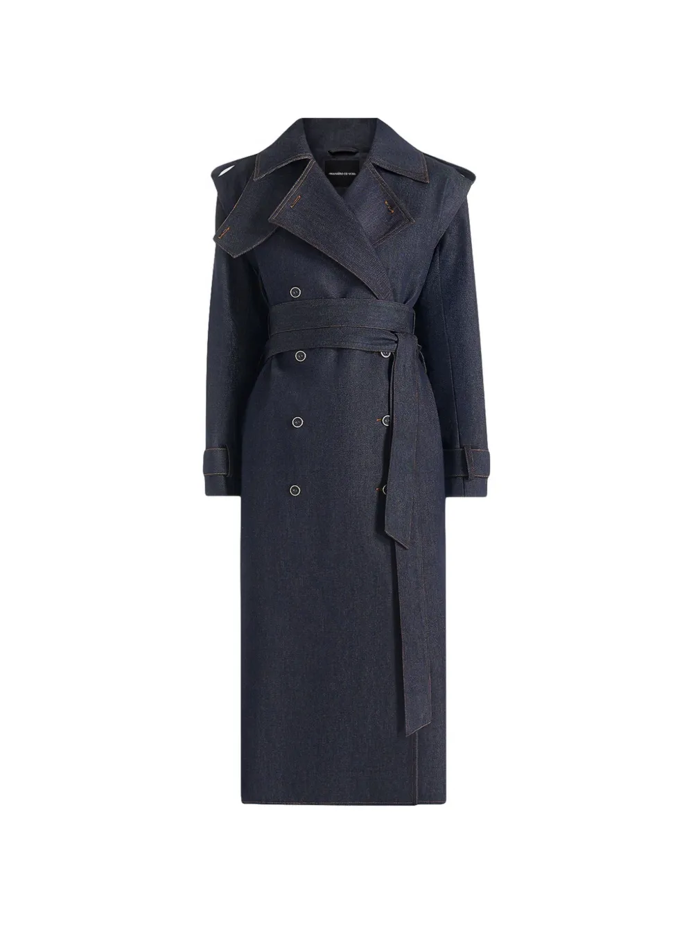 Manière De Voir Esther in indigo denim trench coat with double belt - Blau