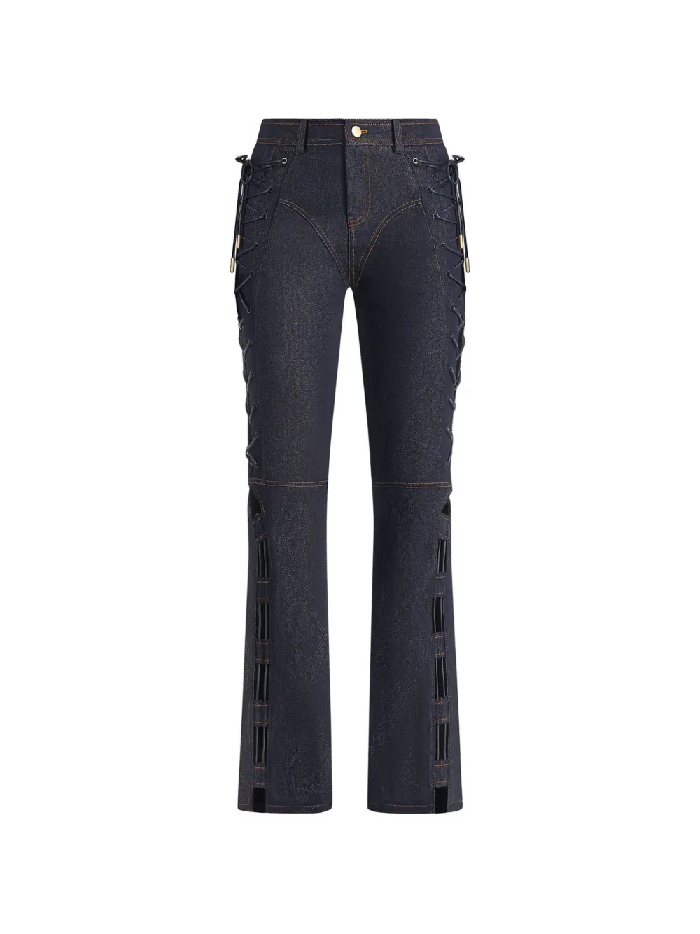 Manière De Voir Ambre in indigo denim lace-up flared jeans