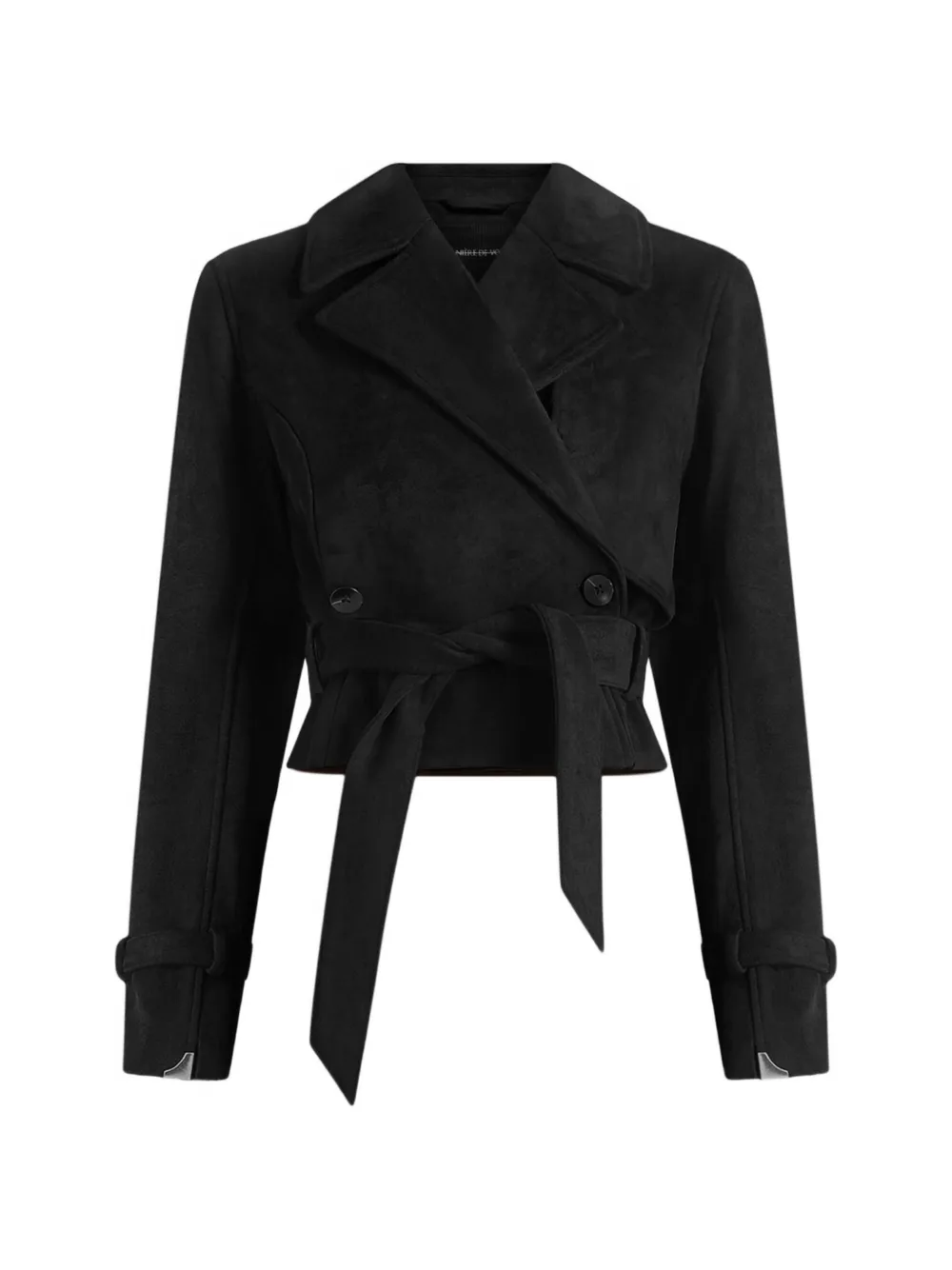 Manière De Voir Poppy in black cropped suede belted biker jacket - Nero