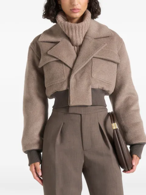 Manière De Voir Cosette in taupe wool lapel bomber jacket