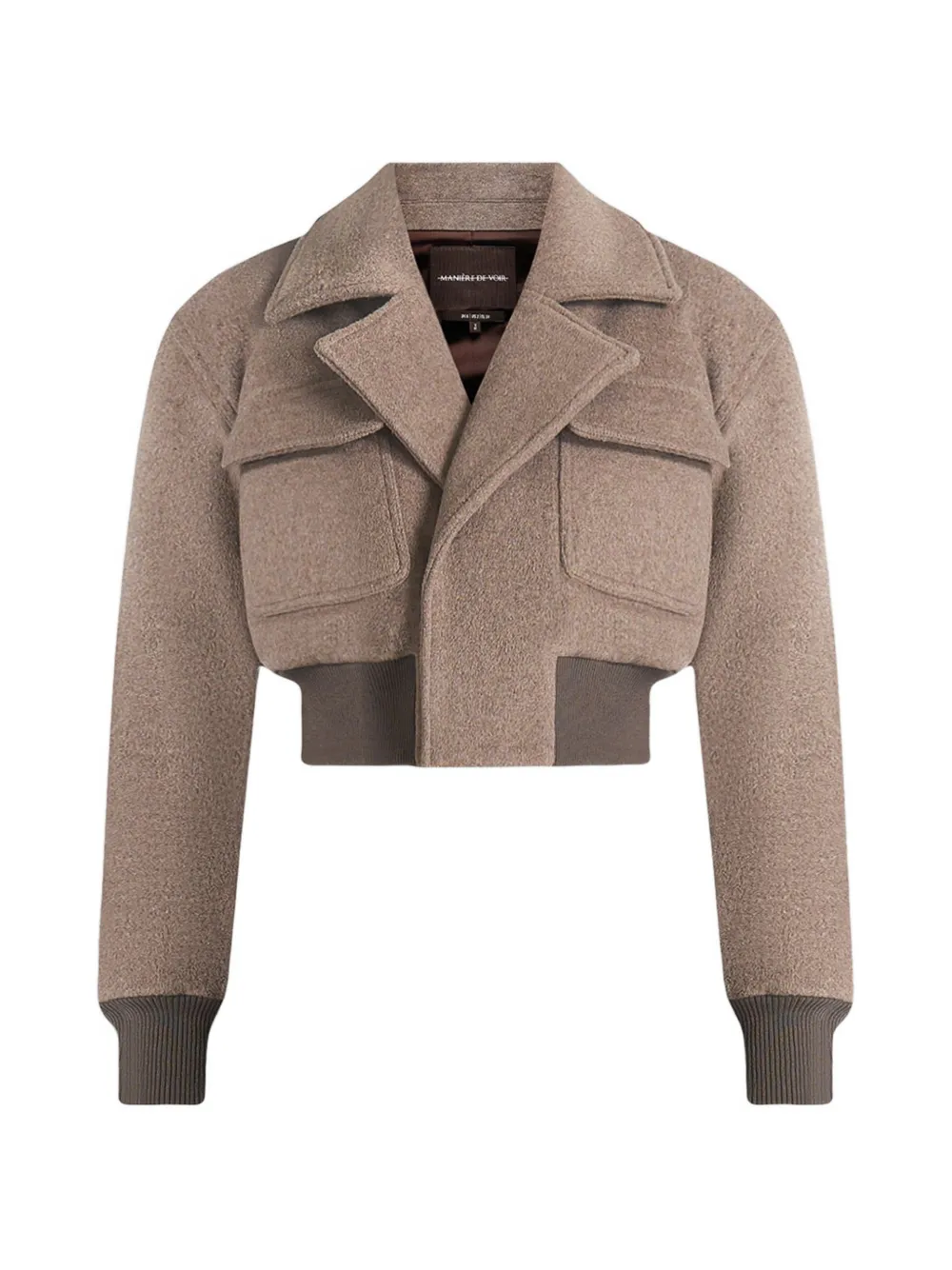 Manière De Voir Cosette in taupe wool lapel bomber jacket - Toni neutri