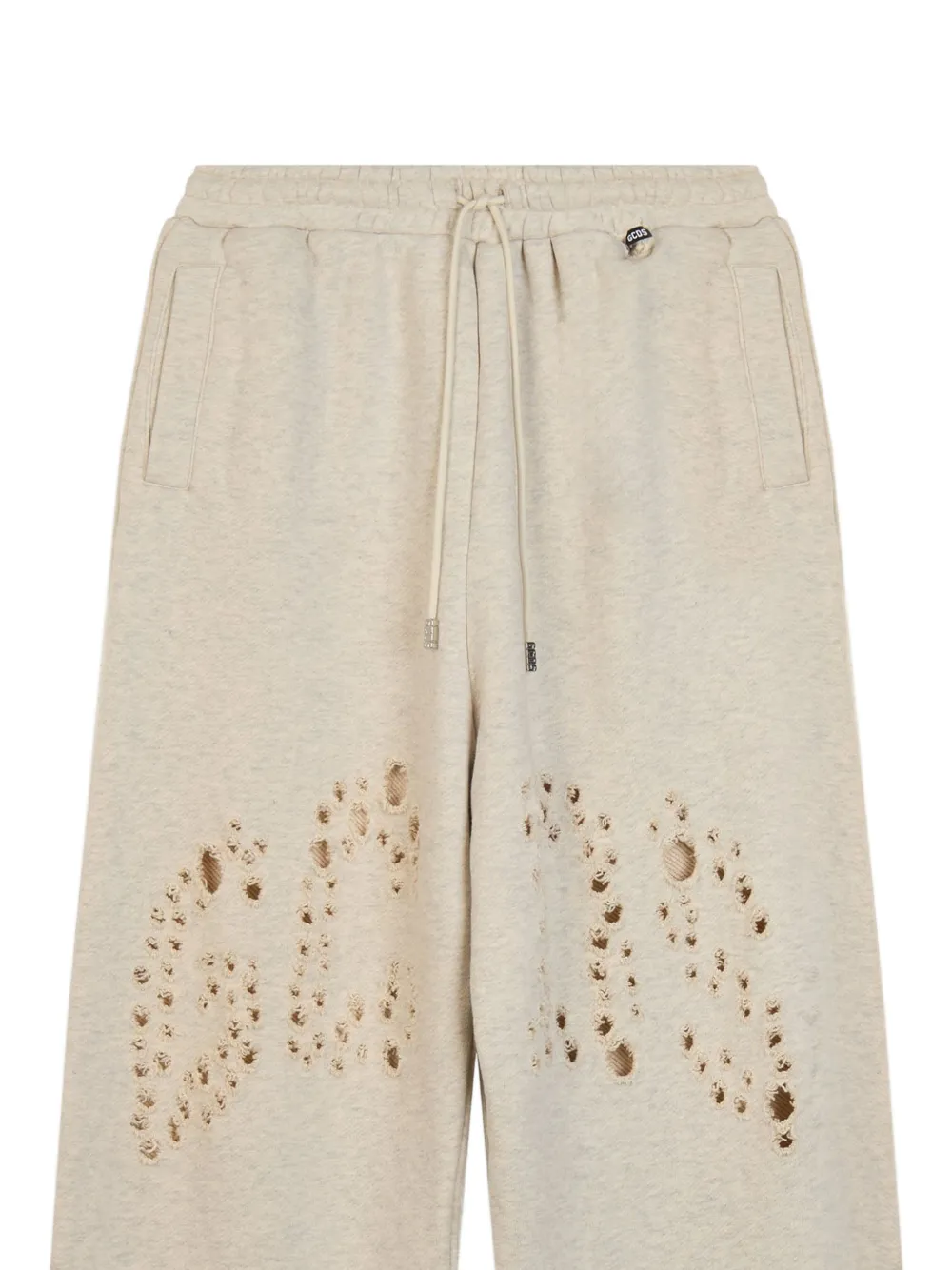 GCDS Trainingsbroek met lasergesneden geperforeerd logo Beige