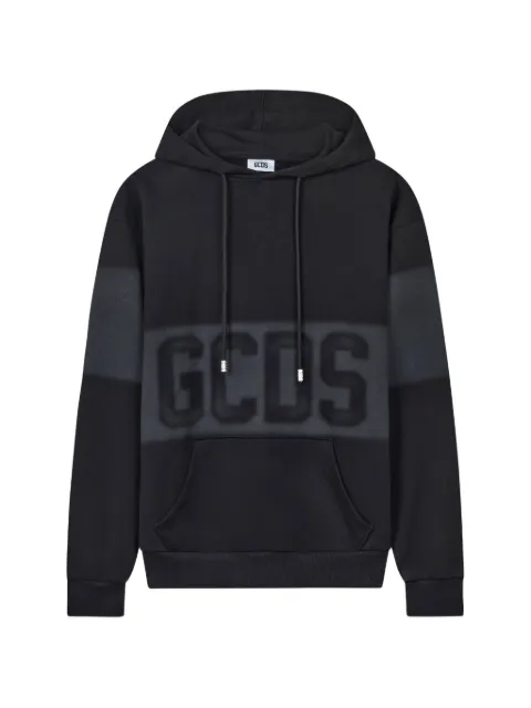 GCDS logo-print spray-effect hoodie