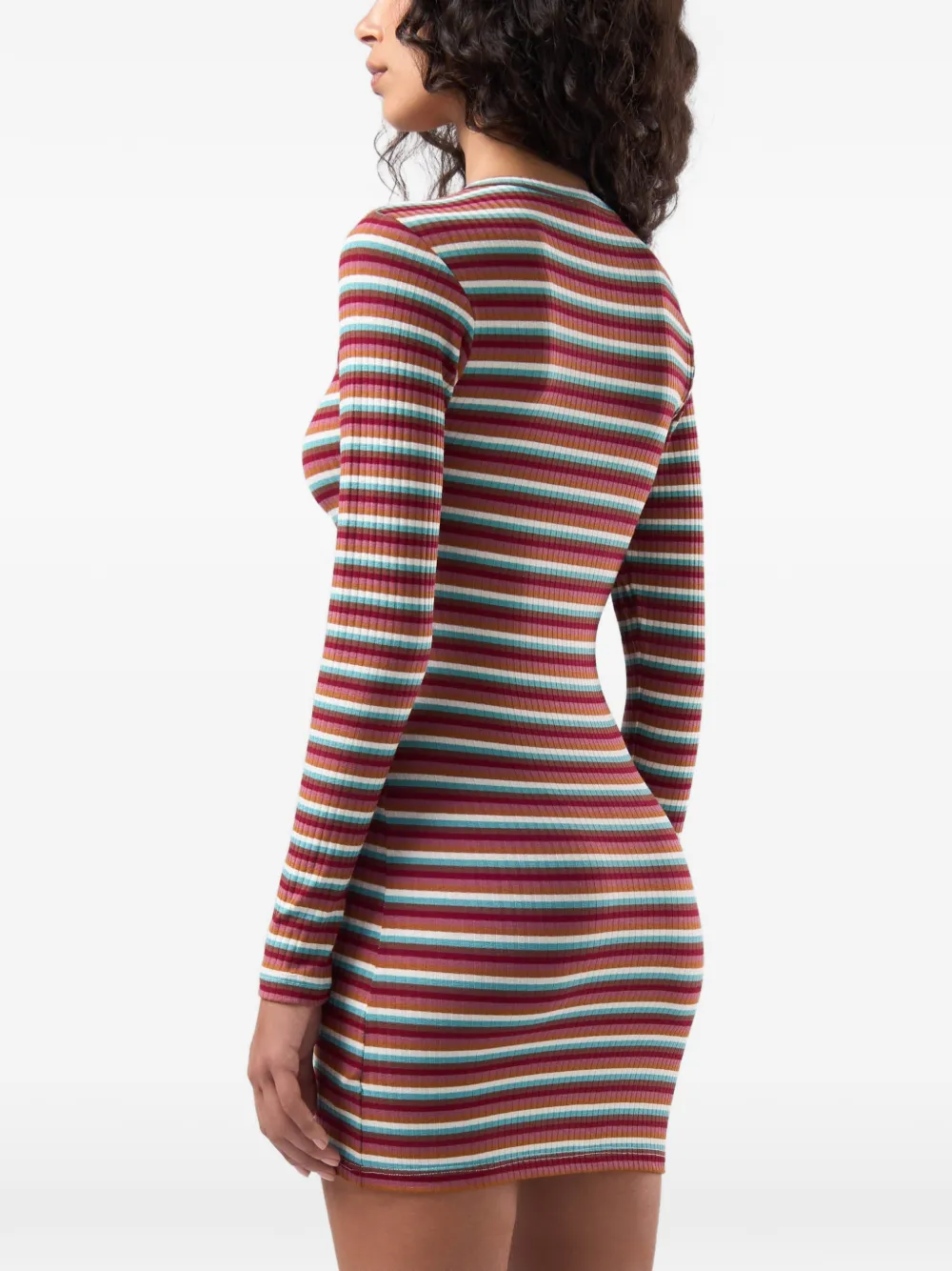 GCDS Ribgebreide gestreepte mini-jurk Rood