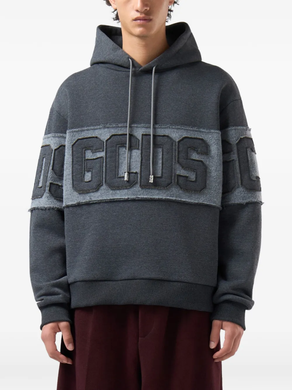 GCDS Hoodie met logopatch Grijs