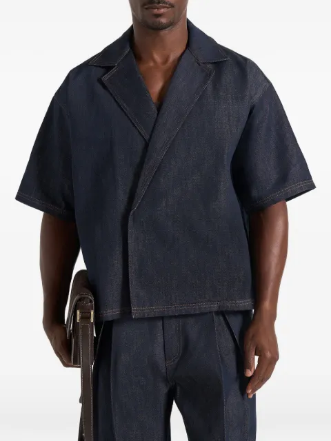 Manière De Voir Abel boxy double-breasted denim shirt in indigo