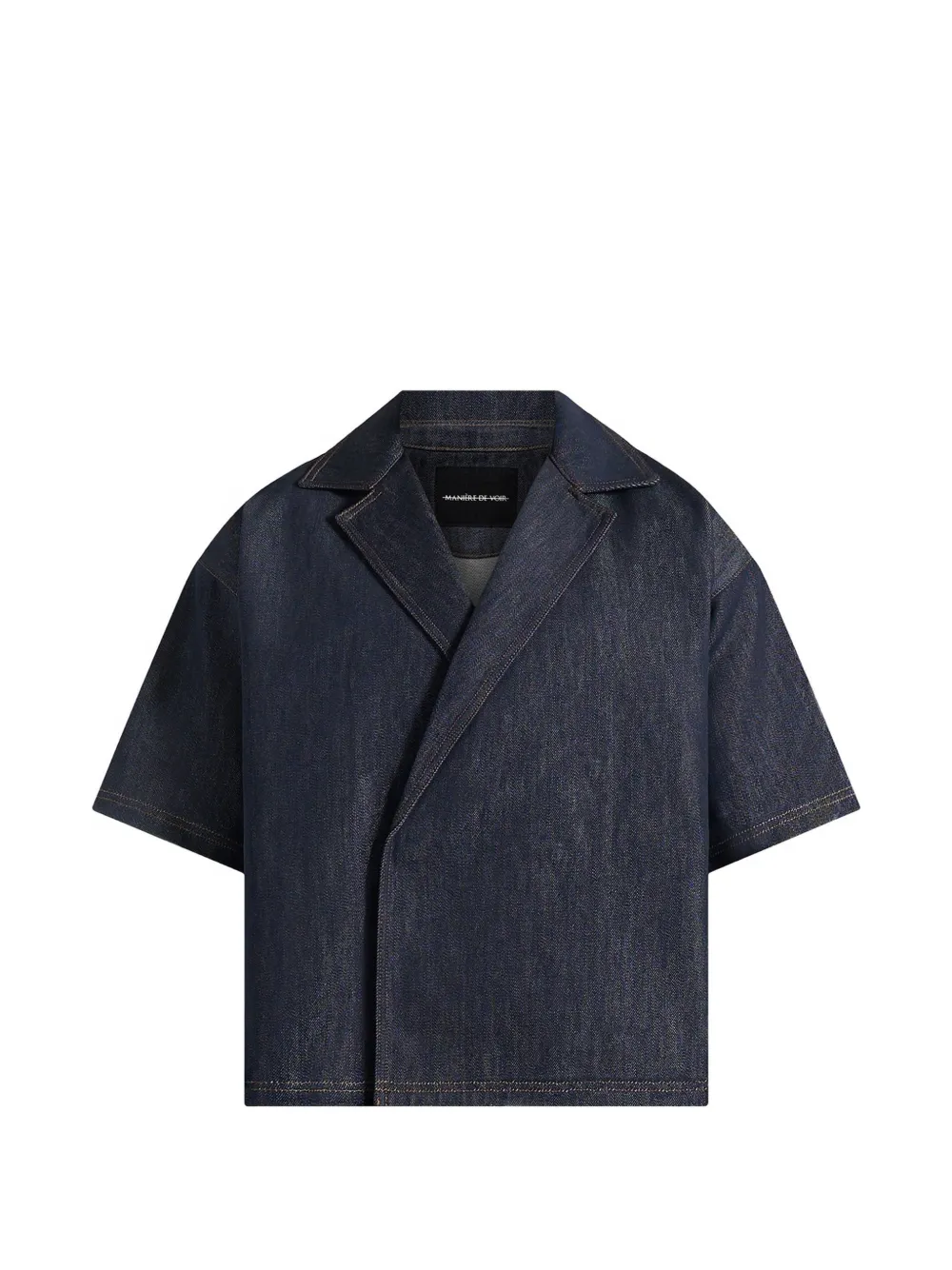 Manière De Voir Abel boxy double-breasted denim shirt in indigo - Blu
