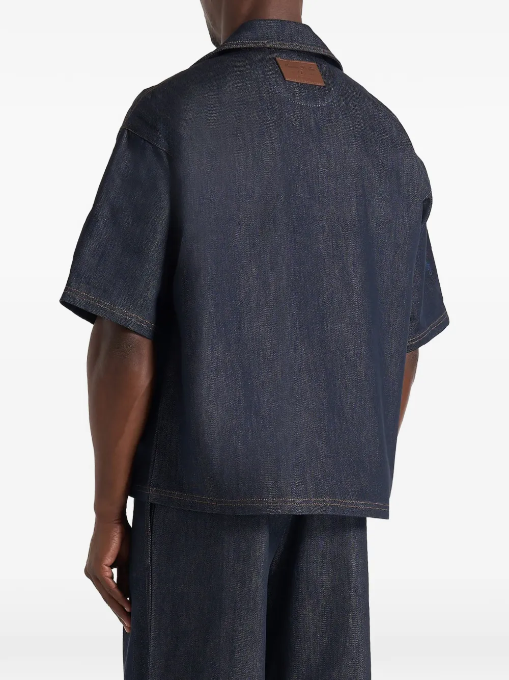 Manière De Voir Abel boxy denim overhemd met dubbele rij knopen Blauw