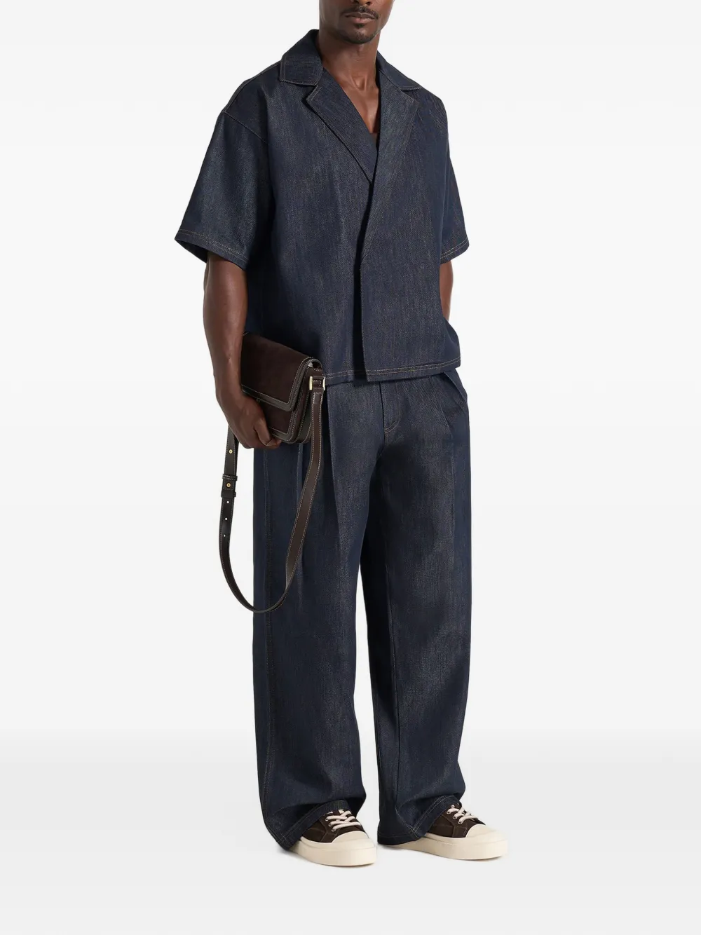 Manière De Voir Abel boxy denim overhemd met dubbele rij knopen Blauw