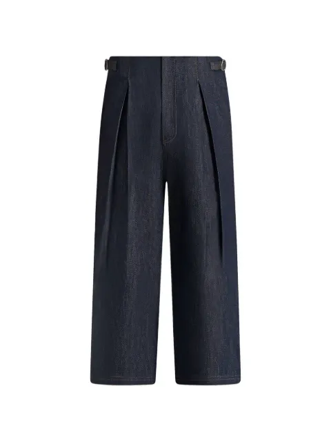 Manière De Voir Lio box-pleat wide-leg denim jeans in indigo