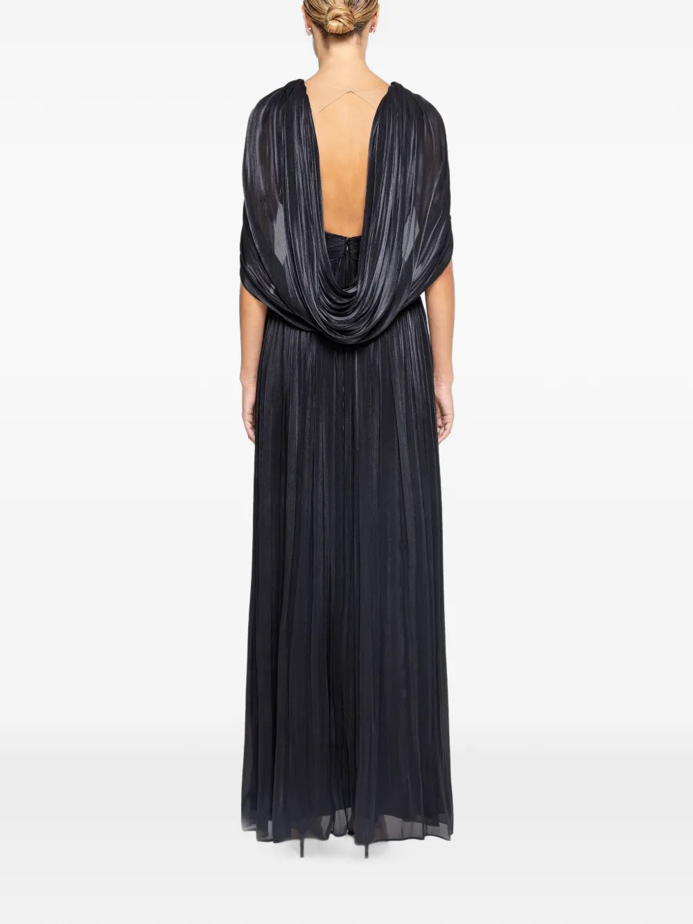 NISSA Chiffon maxi-jurk met open achterkant Zwart