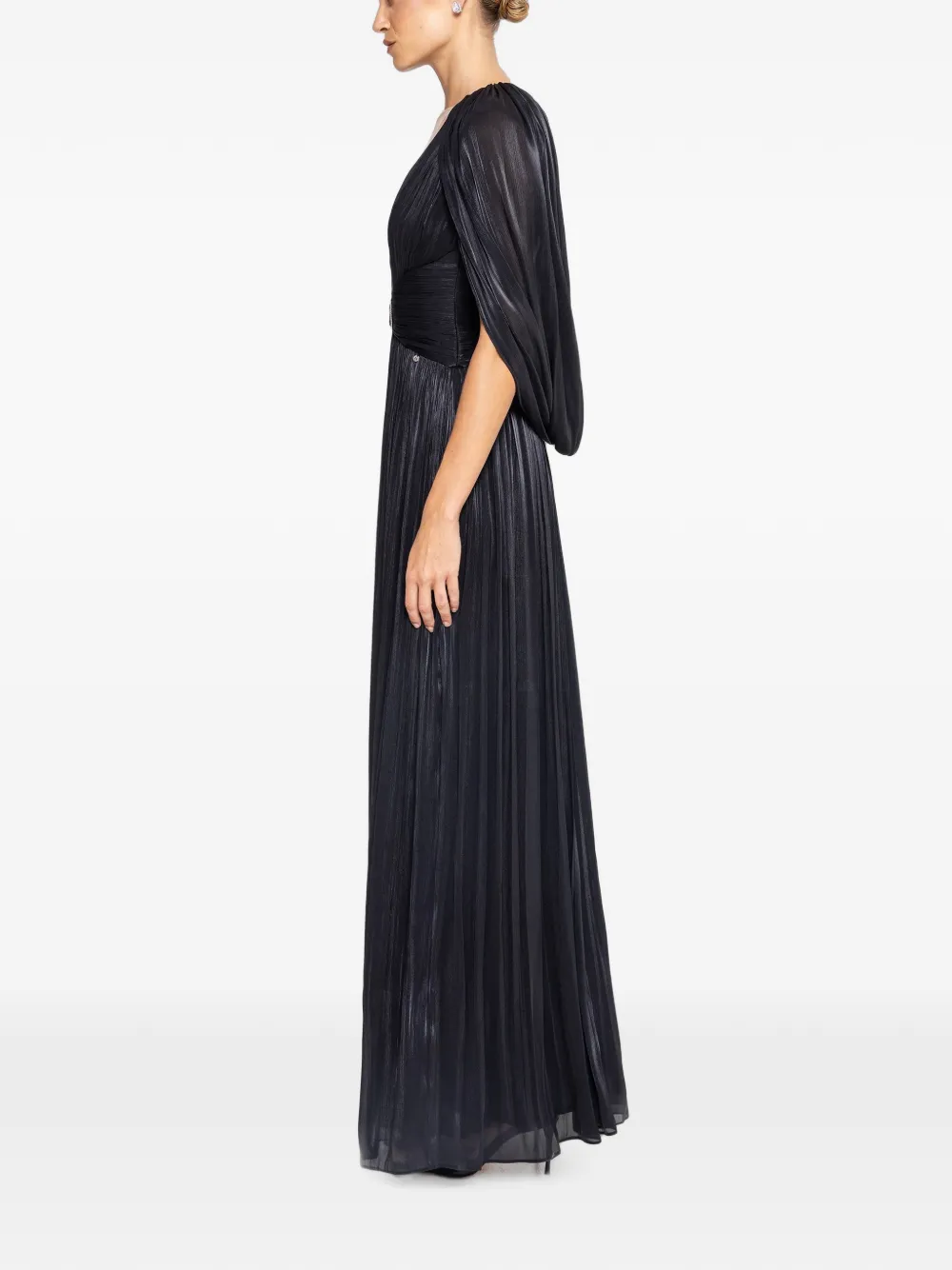 NISSA Chiffon maxi-jurk met open achterkant Zwart