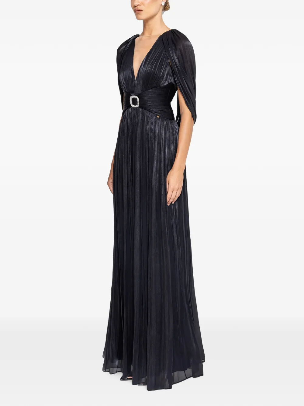 NISSA Chiffon maxi-jurk met open achterkant Zwart