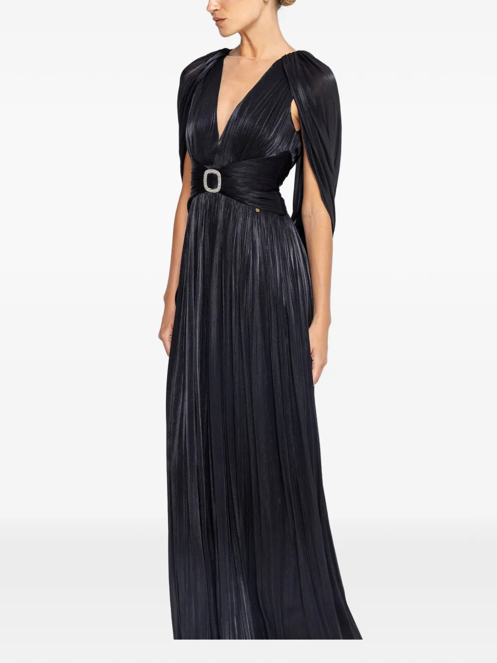 NISSA Chiffon maxi-jurk met open achterkant Zwart
