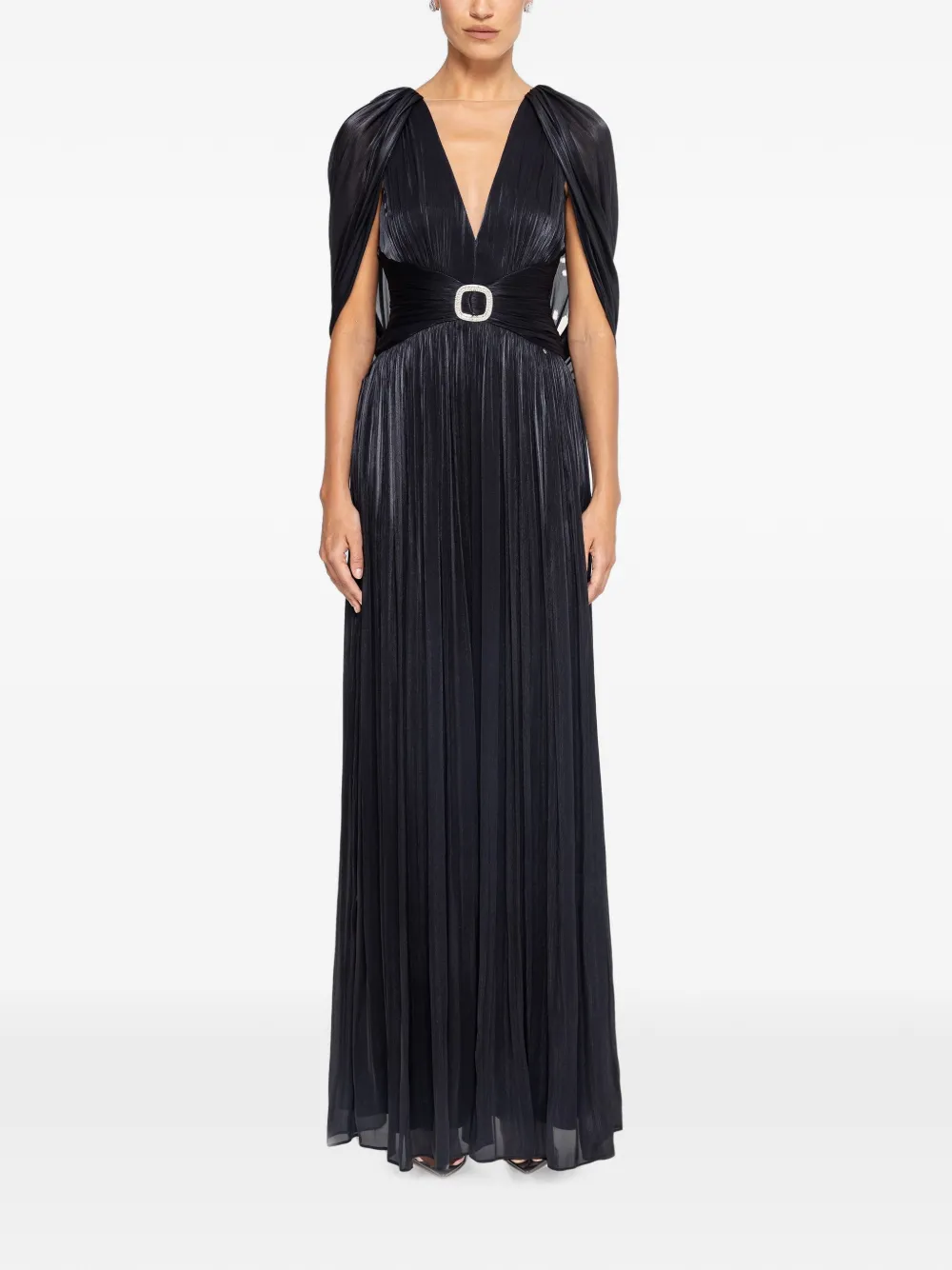 NISSA open-back chiffon maxi dress - Schwarz