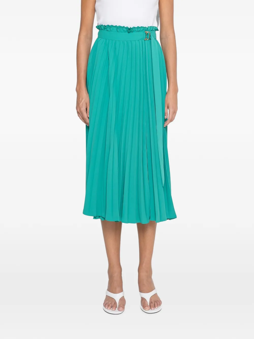 NISSA pleated high-waisted skirt - Verde