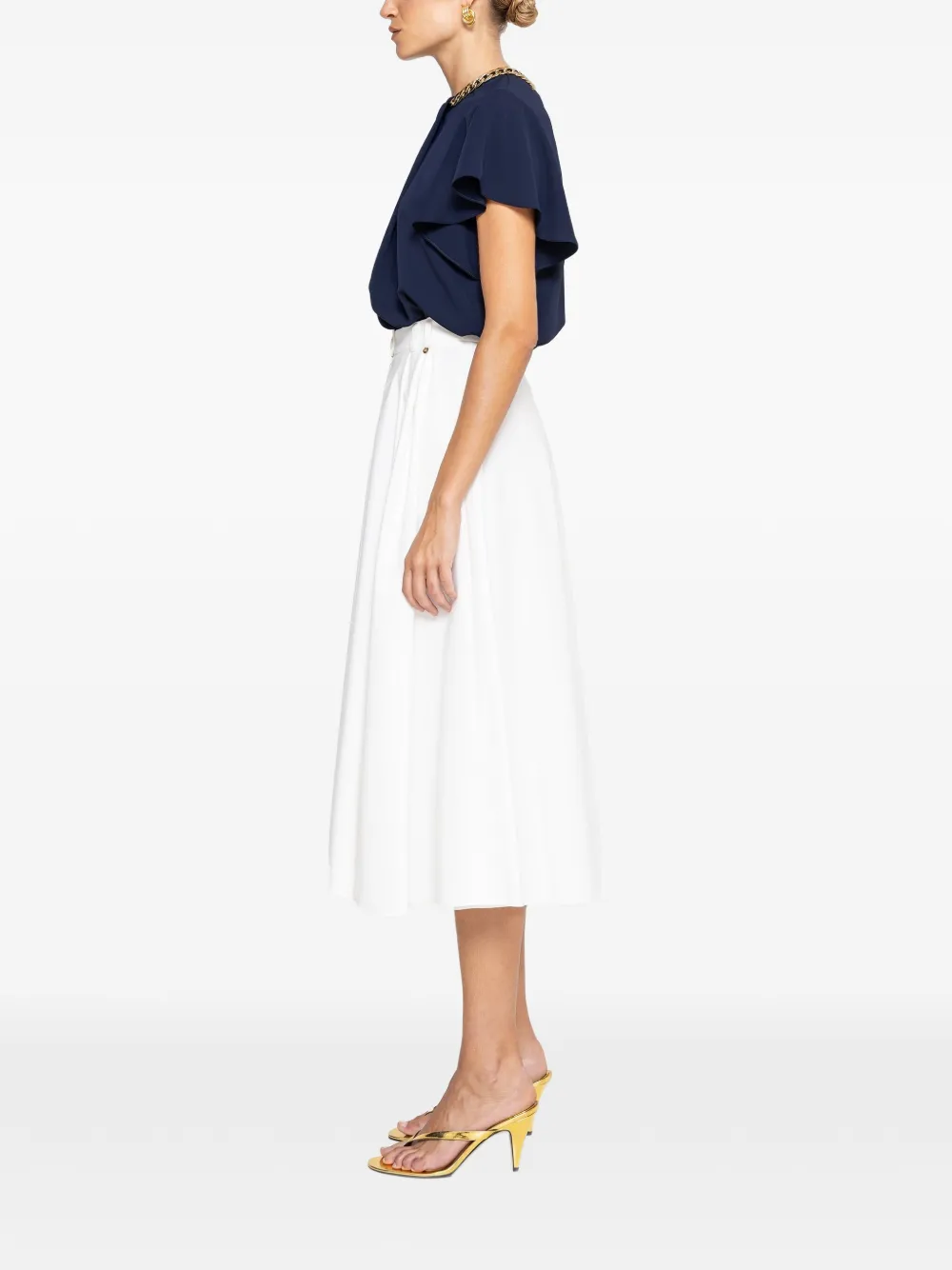 NISSA High waist midi-rok Wit