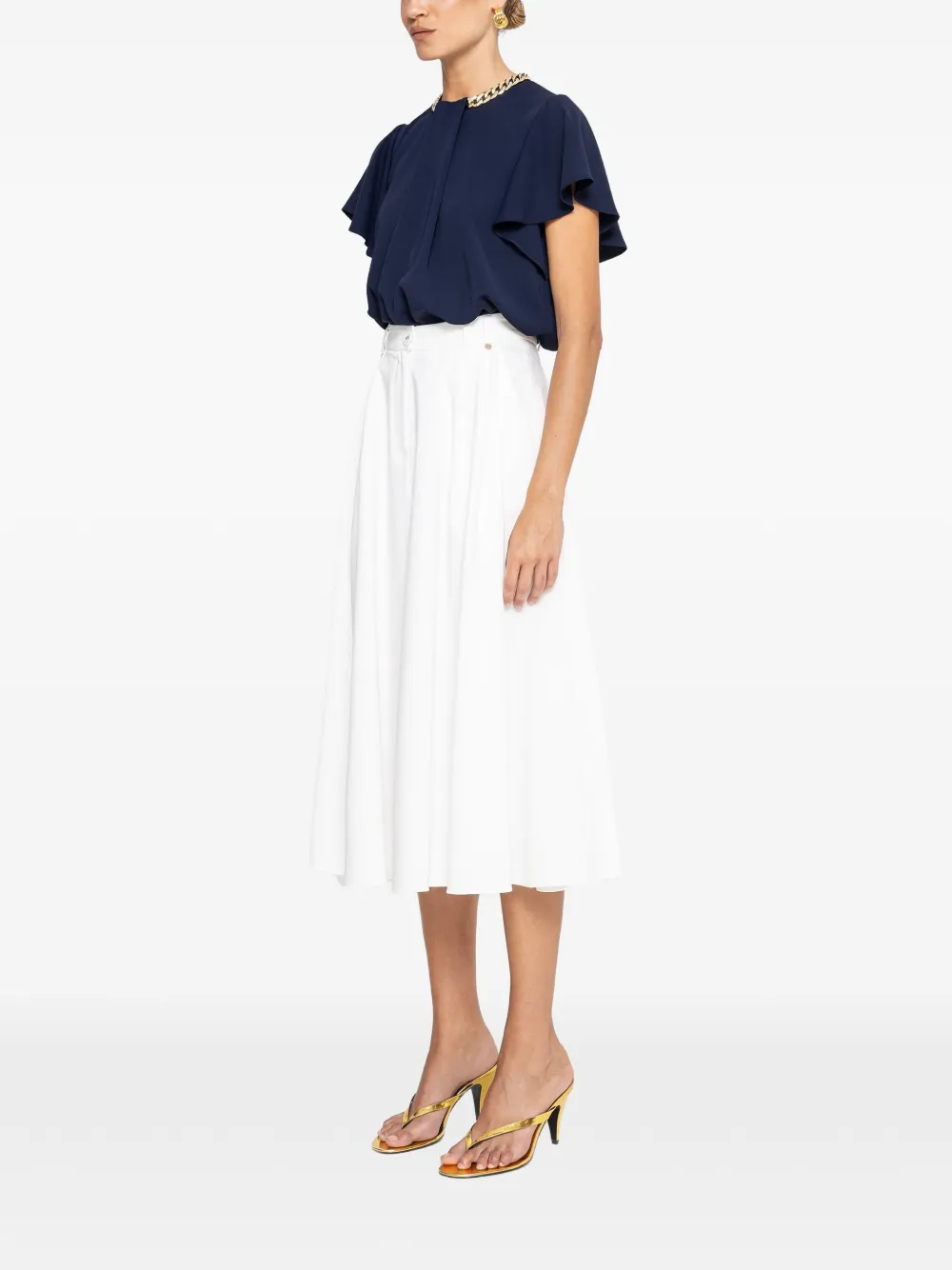 NISSA High waist midi-rok Wit