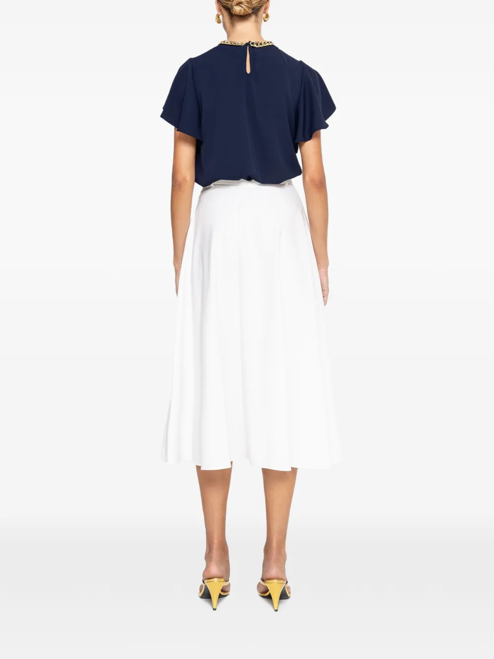 NISSA High waist midi-rok Wit